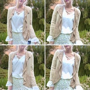 Vintage Deadstock y2k Glitter Fairy Metallic Gold Cardigan with Crochet Lace
